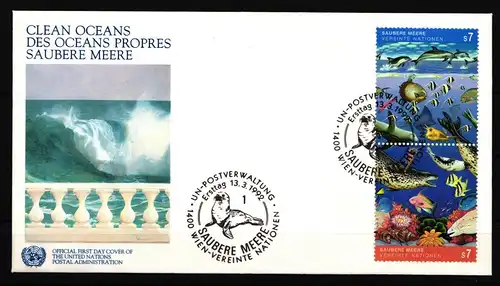 Vereinte Nationen Wien 127-128 gestempelt als FDC #IP611