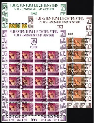 Liechtenstein 1180-1182 gestempelt Kleinbogensatz mit Ersttagsstempel #II606
