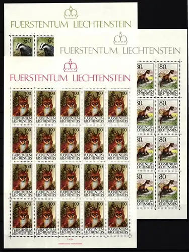 Liechtenstein 1066-1068 postfrisch Zusammendruckbögen / Tiere #II684