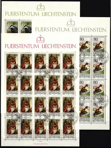 Liechtenstein 1066-1068 gestempelt Zusammendruckbögen mit Ersttagsstempel #II685