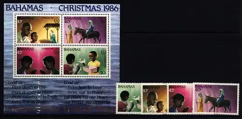 Bahamas 636-639 und Block 50 postfrisch Weihnachten #II368