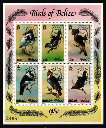 Belize Block 22 postfrisch Vögel #IQ188
