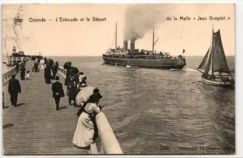 AK Belgien Ostende - L'Estcade et le Départ 1910 #PN272