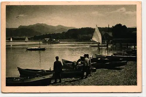 AK Stock am Chiemsee Seepromenade mit Kampenwand 1929 #PN200