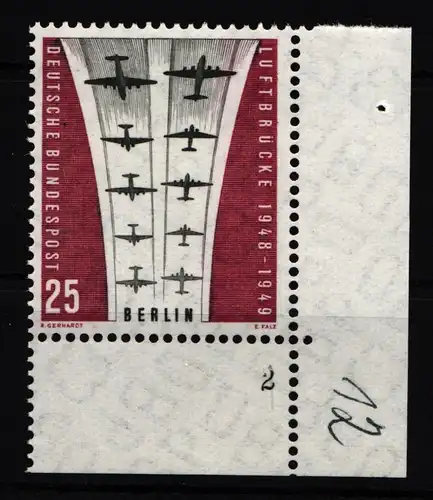 Berlin 188 postfrisch Eckrand mit Formnummer 2 #IW484