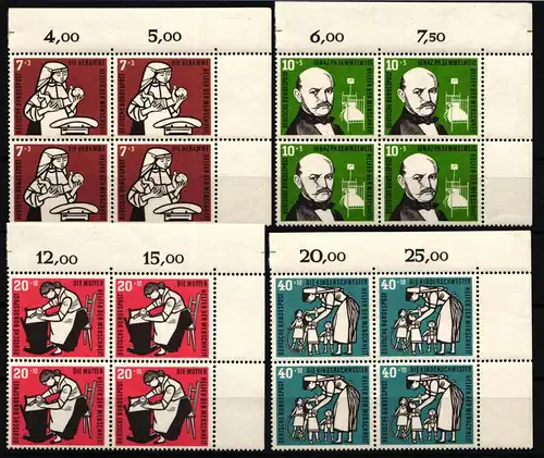 Bund 243-246 postfrisch als 4er Blöcke Eckrand oben rechts #IG800