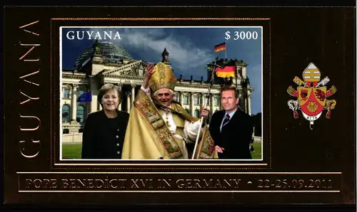 Guyana Block 841 postfrisch Papst Benedikt XVI. in Deutschland #IG894