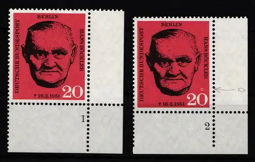 Berlin 197 postfrisch Eckrand mit Formnummer 1 und 2 #IW488