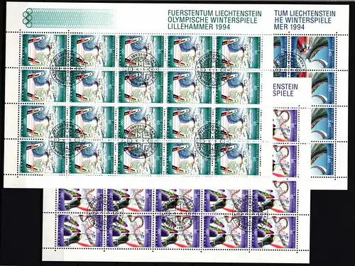 Liechtenstein 1076-1078 gestempelt Zusammendruckbogen mit Ersttagsstempel #II678