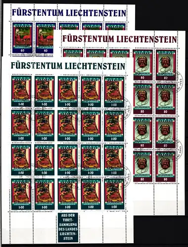 Liechtenstein 1061-1063 gestempelt Zusammendruckbogen mit Ersttagsstempel #II688