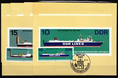 DDR 2709-2714 gestempelt Maximumkarten mit Ersttagsstempel / Schiffe #JA007