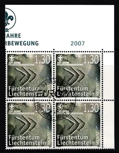Liechtenstein 1436 gestempelt Viererblock mit Ersttagsstempel Pfadfinder #II630