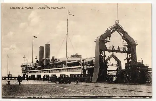 AK Sassnitz a. Rügen Fähre mit Fahrbrücke #PN274