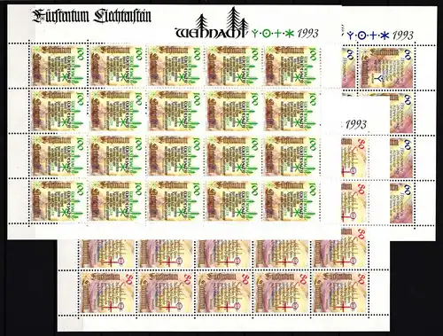 Liechtenstein 1073-1075 postfrisch Zusammendruckbögen / Weihnachten #II680