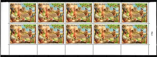 Monaco 2207 postfrisch Zehnerbogen / Literatur #JA107