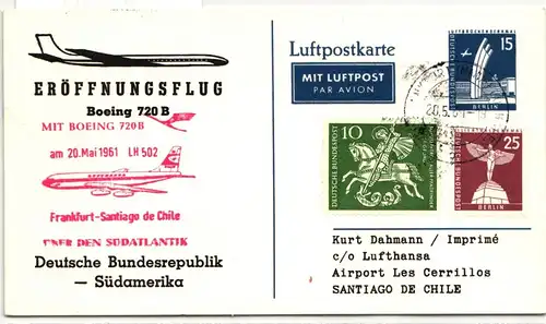 Berlin PP 19/24 Privatganzsache Eröffnungsflug Boing 720 #IV900