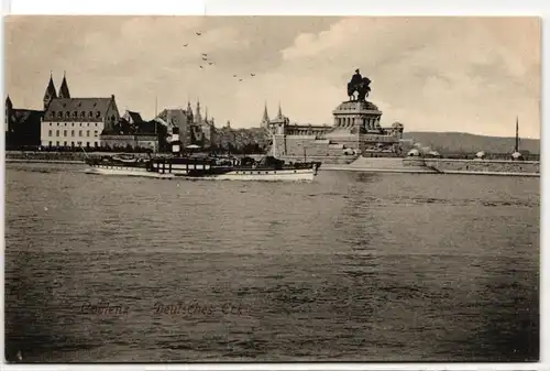 AK Koblenz Deutsches Eck mit Dampfschiff #PN349