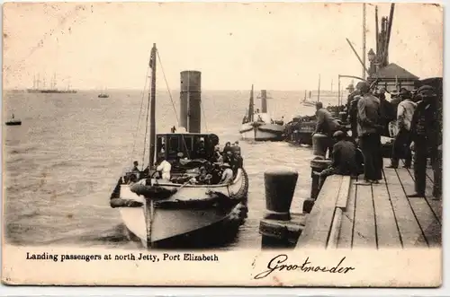 AK Belgien Landing passengers at north Jetty, Port Elizabeth 1904 #PN222