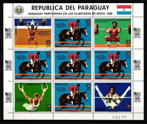 Paraguay 4053 postfrisch Kleinbogen / Pferde #II854