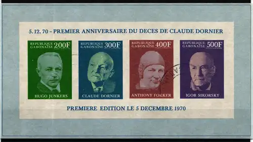 Gabun Block 16 A gestempelt Flugingeneure #IR636