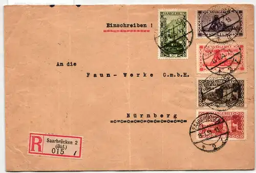 Saargebiet 177, 181, 183-184, 186 auf Brief nach Nürnberg #IR744