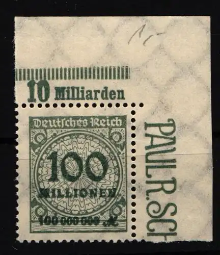 Deutsches Reich 322 A P OR B postfrisch Eckrand #IR434