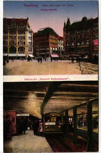 AK Hamburg über und unter der Erde Rathausmarkt #PN327