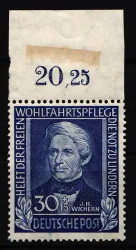 BRD Bund 120 postfrisch mit Oberrand (vorderseitig Falz) #IW958