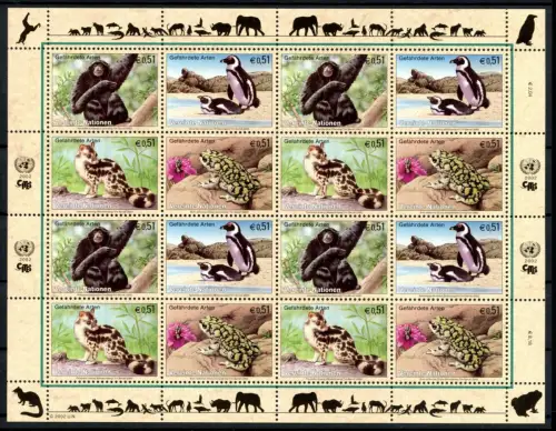 UNO Wien ZD-Bogen 357-360 postfrisch gefährdete Tierarten #IG946