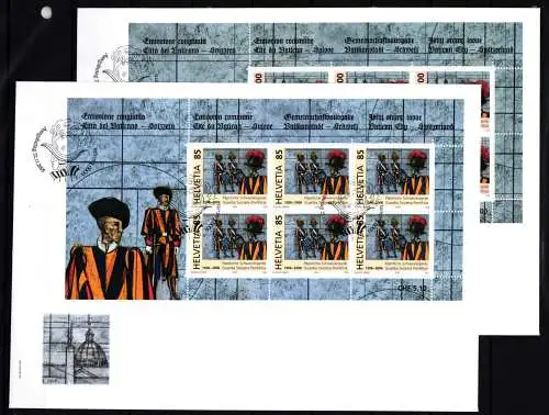 Schweiz 1945 und 1946 gestempelt Kleinbogensatz als FDC / Garde #JA145