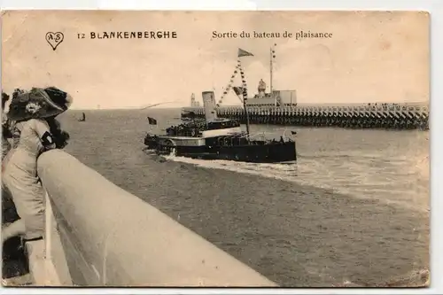 AK Blankenberge Sortie du bateau de plaisance 1919 #PN220