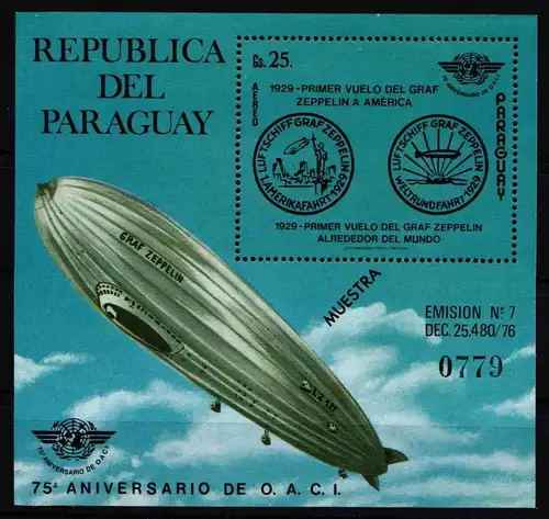 Paraguay Block 334 postfrisch Zeppelin #IY370