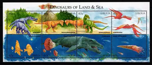 Liberia 2316-2323 postfrisch Kleinbogen / Dinosaurier #JA070
