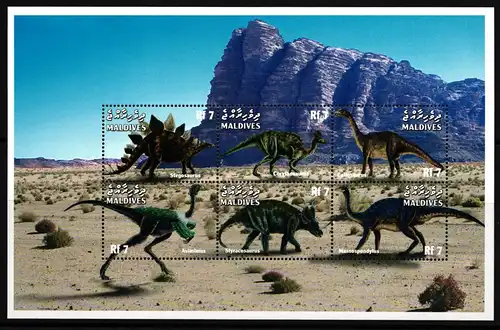Malediven 3261-3266 postfrisch Kleinbogen / Dinosaurier #JA074