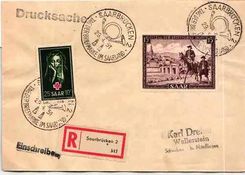 Saarland 304, 305 FDC als Ersttagsbrief gelaufen #IR801