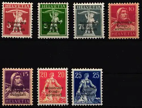 Schweiz Dienstmarken industrielle Kriegswirtschaft 1-7 I mit Falz #JB072
