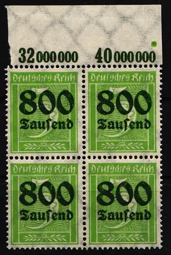 Deutsches Reich 301 A P OR postfrisch 4er Block #IL690