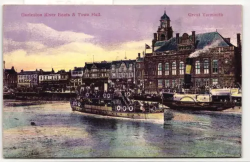 AK Großbritannien London Gorleston River Boats & Town Hall #PN278