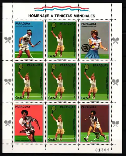 Paraguay 4035 postfrisch Kleinbogen / Tennis #JA036