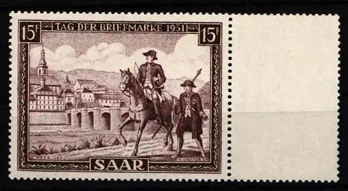 Saarland 305 LF postfrisch vom Unterrand mit Leerfeld #IR810