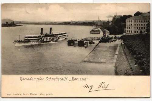 AK Köln-Düsseldorf Rheindampfer Schnellschiff "Borussia" 1903 #PN345