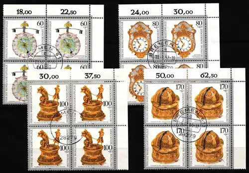 Bund 1631-1635 gestempelt als 4er Blöcke Eckrand or #JB202