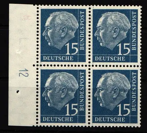 BRD 184 y Dz postfrisch 4er Block mit Druckerzeichen 12 #IR872