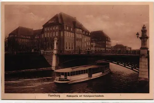 AK Hamburg Alsterpartie mit Kunstgewerbeschule #PM978