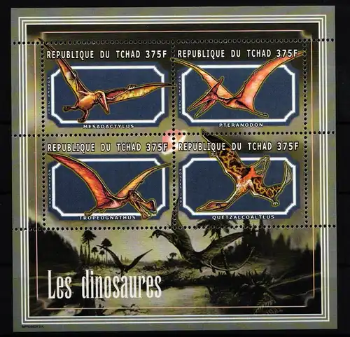 Tschad 2294-2297 postfrisch Kleinbogen / Dinosaurier #JA188