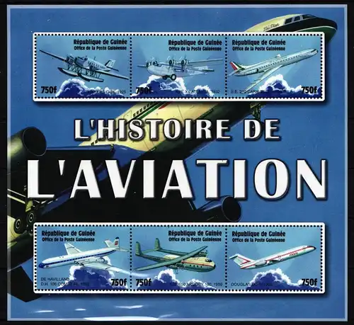 Guinea Kleinbogen 3666-3671 postfrisch Luftfahrt #IY366