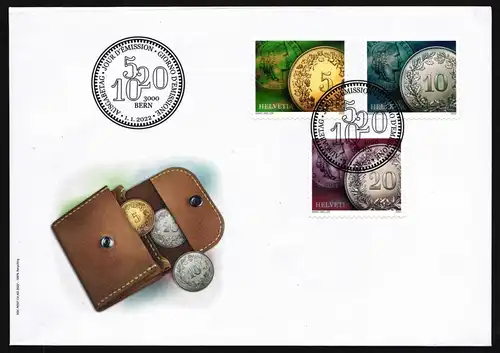 Schweiz 2750-2752 gestempelt als FDC / Münzen #JB156