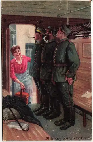 AK Deutschland Achtung, Augen rechts! Feldpost 1917 #PM835