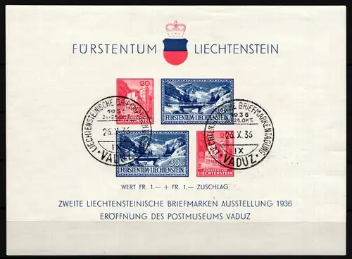 Liechtenstein Block 2 gestempelt mit Sonderstempel #JB154