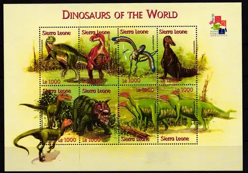 Sierra Leone 3951-3958 postfrisch Kleinbogen / Dinosaurier #JA192